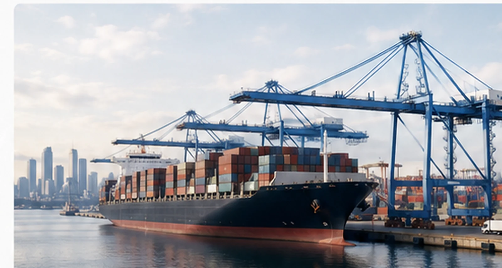 Container vessel at an international cargo terminal